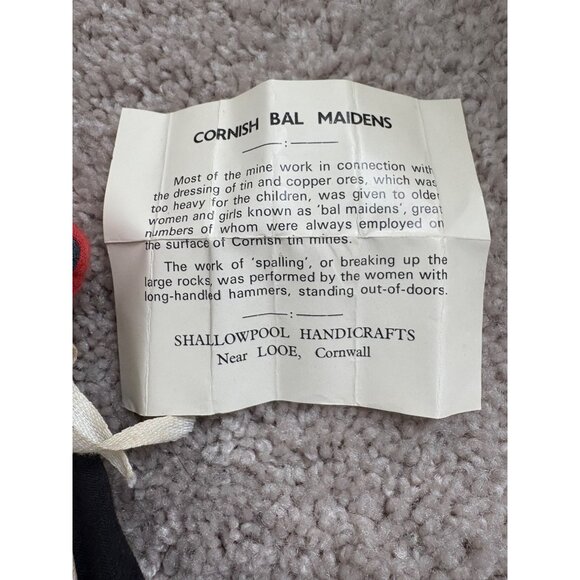 Vintage Cornish Bal Maiden Doll W Bonnet,Apron Shallowpool Handicrafts - Picture 6 of 11